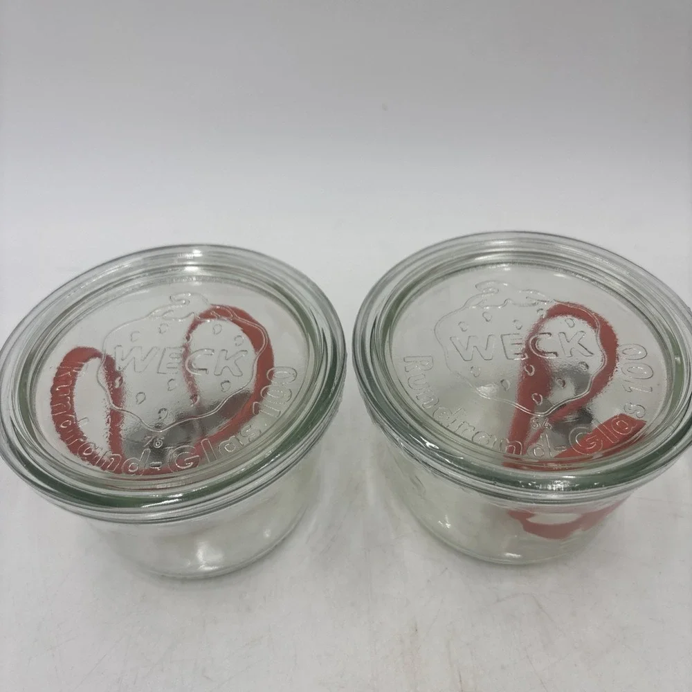 WECK Rundrand-Glas 100 Clear Jar Canning 370 ml Strawberry Clips Lid (set of 2)